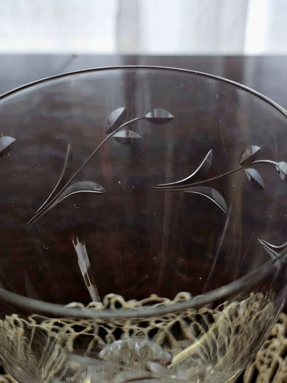 Tiffin Rose Marie Water Glass flower cut glass romantic 60s vtg sculpted stem 6. - Picture 5 of 6